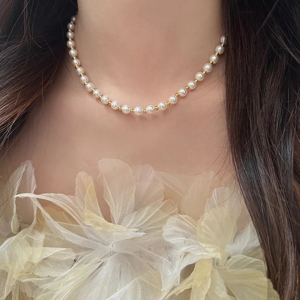 2-in-1 Minimalist Luxe Pearl & Golden Bracelet & Necklace