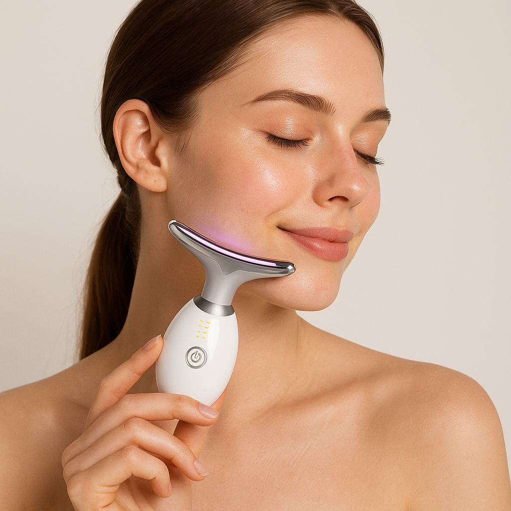 3-in-1 LED Light Face and Neck Massager For Anti Aging & Anti